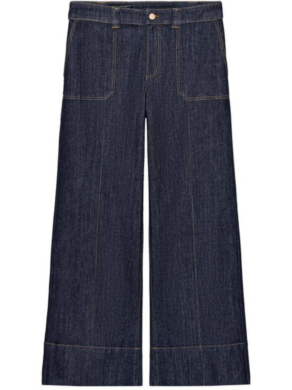 Zara Z1975 Mid-rise Dark Indigo Wash Culotte Jeans XL